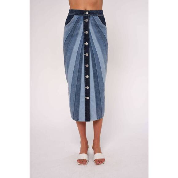 LOVE THE LABEL Dresses & Skirts - NEW LOVE THE LABEL apolline midi skirt in paneled denim